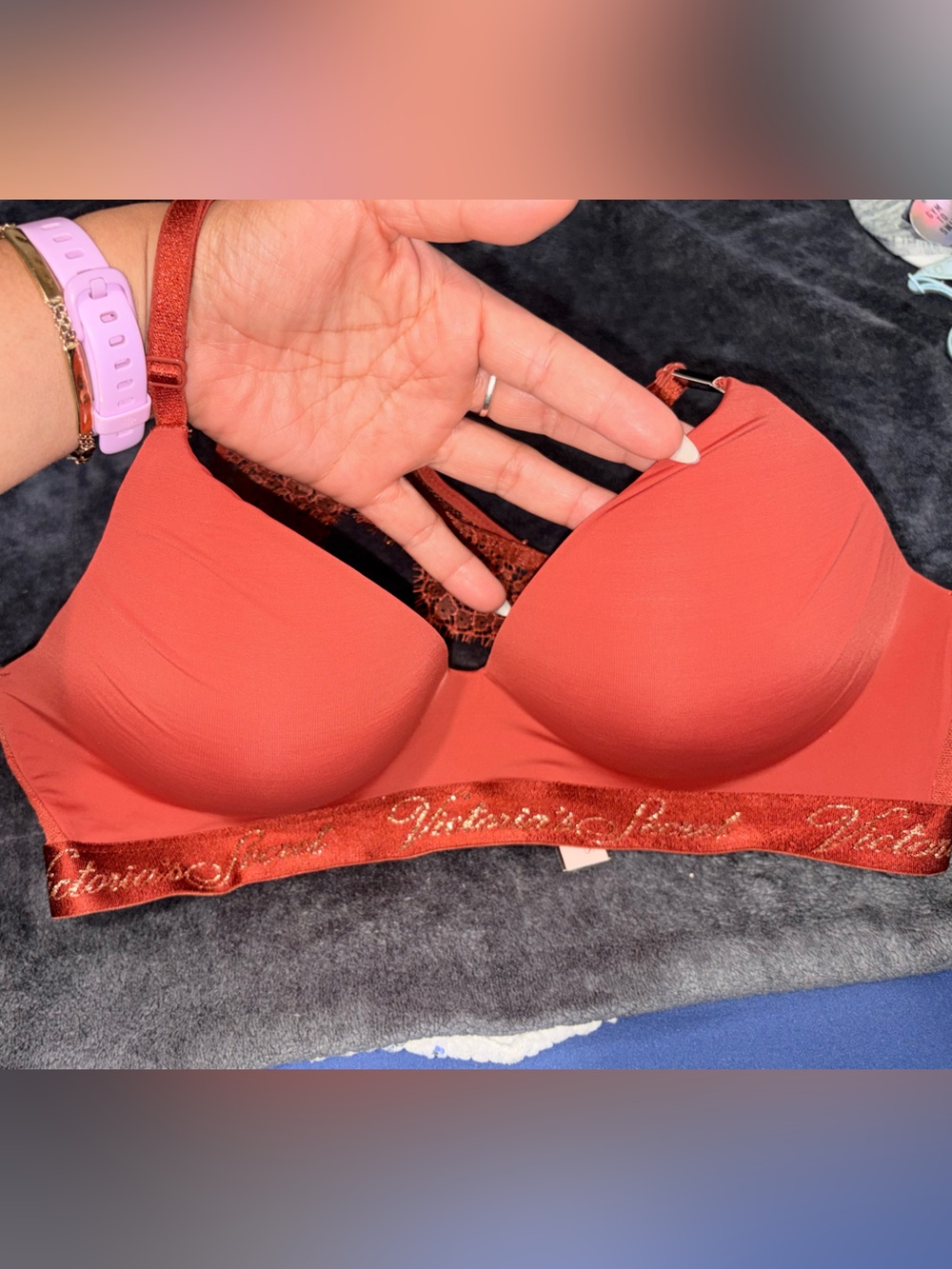 Victoria's Secret Coral Lace Racerback Push-Up Bra - Picture 4 of 12